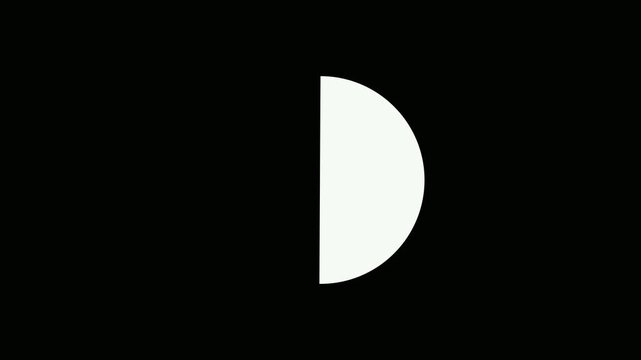 Animated green number seven with a white crescent shape isolated on a black background motion