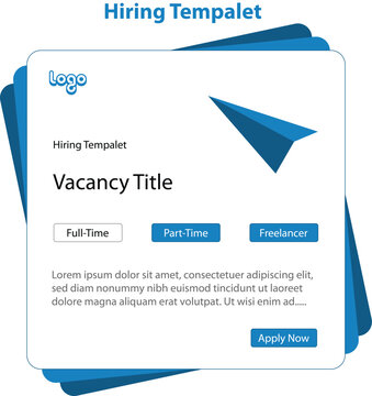 Modern job application form template with blue accents for recruitment and hiring