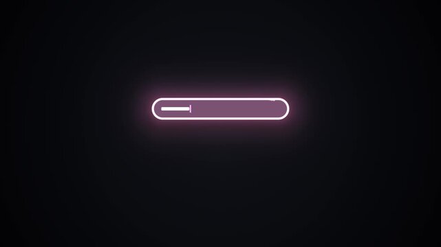 Neon glowing search bar animation with blinking cursor, modern digital interface element for website or application input fields, technology concept.
