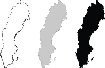 Fototapeta premium Map of sweden, outline, silhouette and grey shape