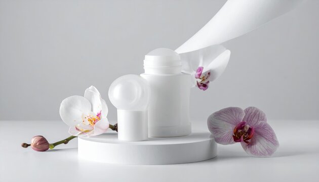 White plastic deodorant stick with clean cosmetic packaging design