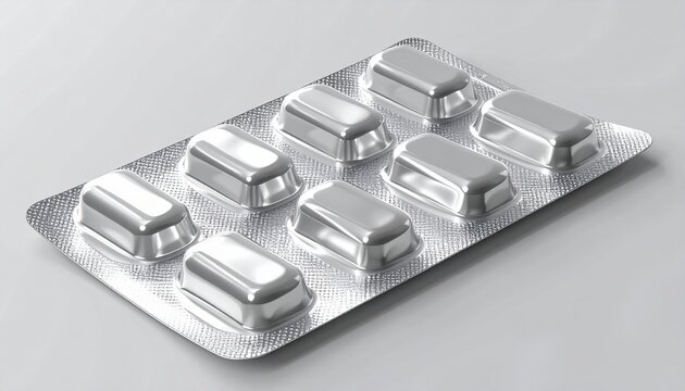 Empty silver aluminum blister pack