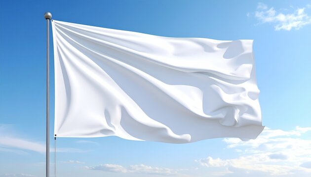 Blank white flag with clean fabric texture for event and branding mockup