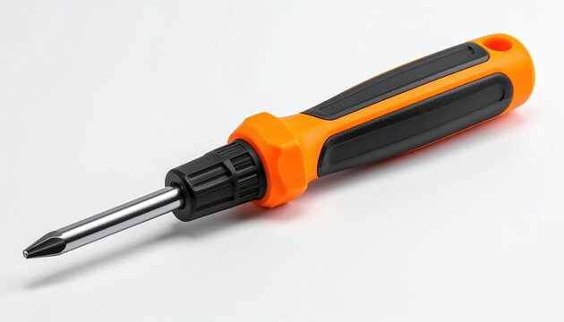 Flathead screwdriver with orange plastic handle for home improvement and construction
