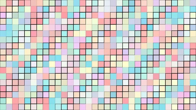 Abstract colorful mosaic pattern with pastel squares and grid lines