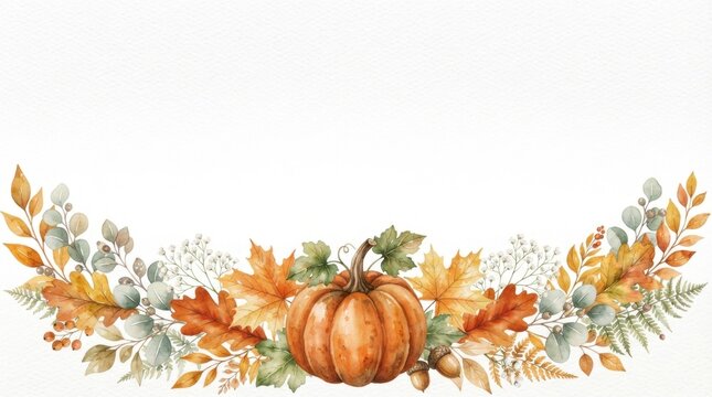 Autumn Pumpkin Floral Border