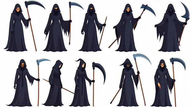 Grim reaper scythe collection for horror concept
