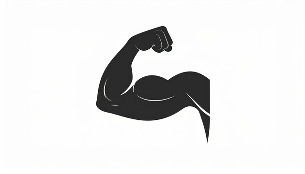 Flexing bicep arm icon representing strength, fitness and exercise