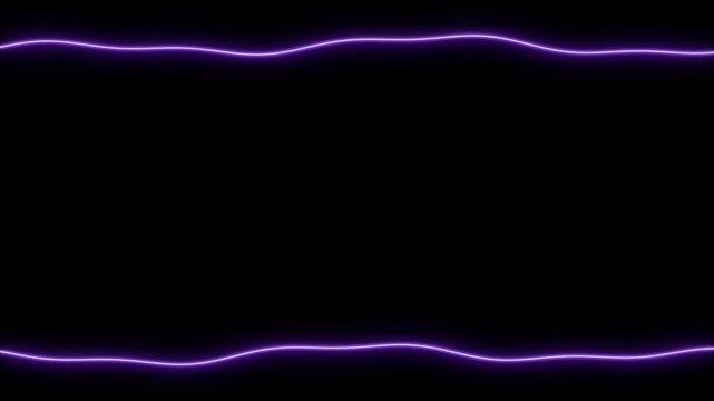 Abstract purple neon glowing wave lines on black background for digital futuristic technology design element