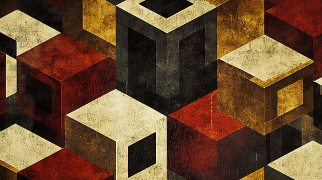 A colorful abstract painting of squares and rectangles