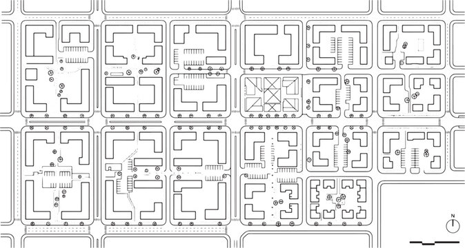 Urban Master Plan Site Layout Vector Drawing for Architecture and Construction Development Projects