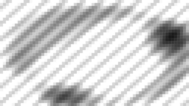 Abstract monochrome pixelated halftone pattern featuring diagonal striped lines and dark shapes