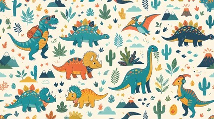 Obraz premium seamless pattern with birds and flowers