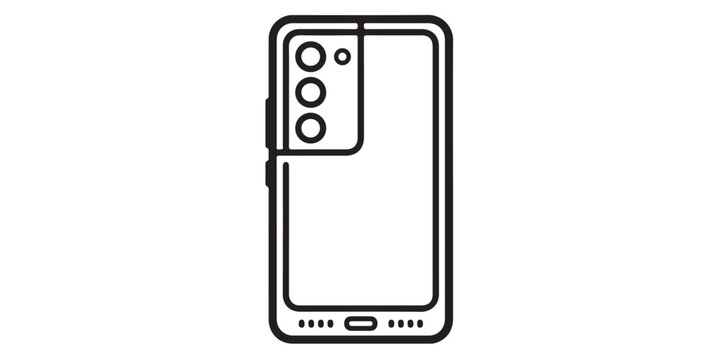 Line art icon of a smartphone with a triple camera module
