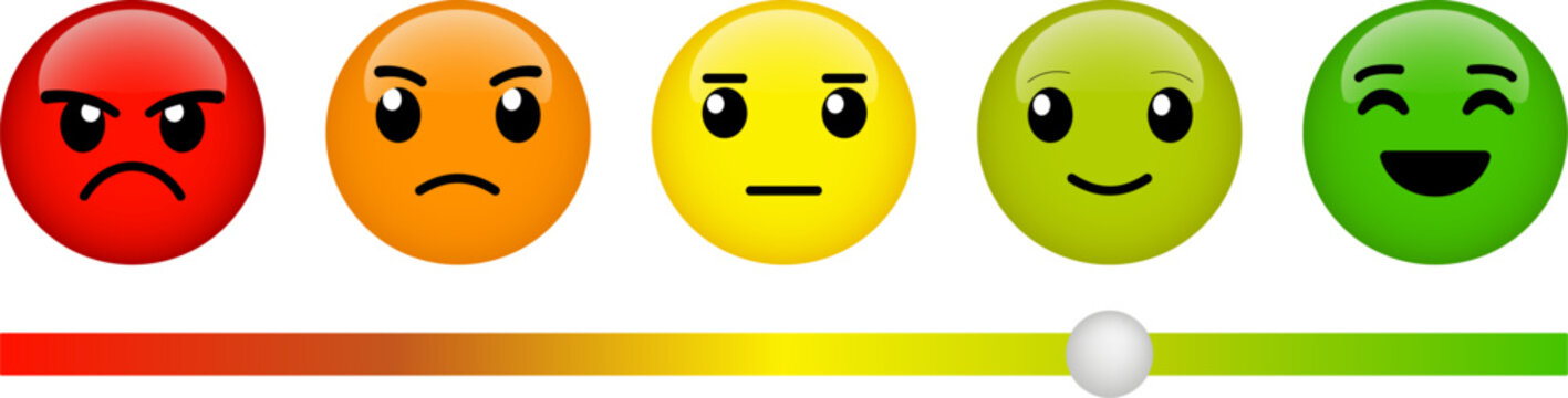 Customer Satisfaction Feedback Emoji Scale with Emotional Rating Indicator Vector