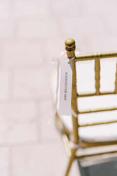 Gold Chiavari Chair With Reserved Tag