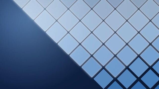 Abstract geometric background with glowing blue diamond shaped tiles arranged in a neat grid pattern for modern design