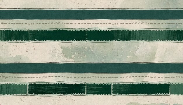 淡いベースに深緑色のボーダーとステッチ風のラインが並ぶデザイン　Design with Dark Green Borders and Stitch-Style Lines Aligned on a Light Base