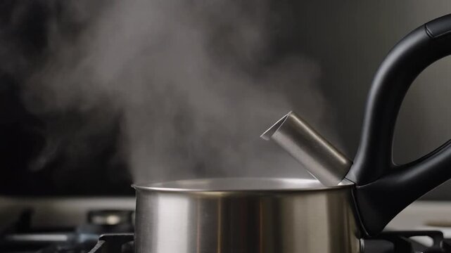 Steam rising from a kettle spout