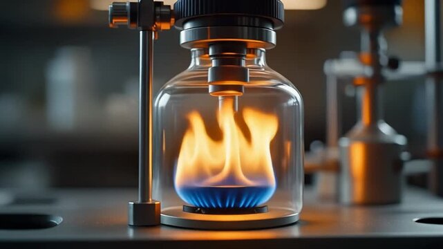Flame burning under a glass vessel