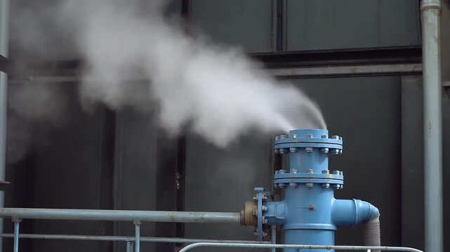 Pressure valve releasing a jet of steam