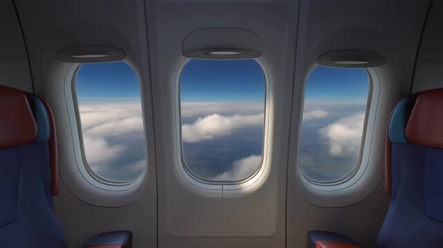 Clouds drifting past an aircraft window