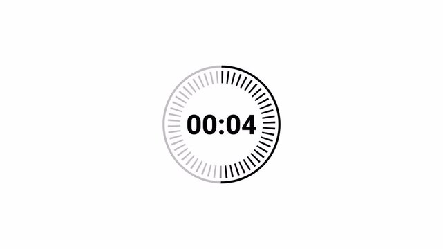 Ten second countdown timer animation from 10 second to 0 second on transparent background, 10 second countdown timer, countdown video with alpha channel