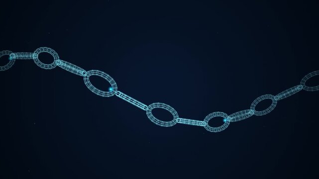 Digital illustration of connected glowing ring nodes forming a chain structure