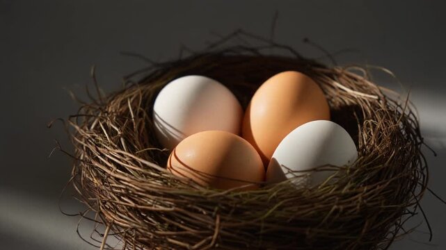 Spring light moving over easter eggs
