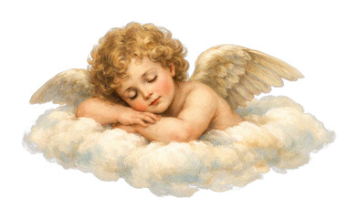 Obraz premium PNG Cherubic angel sleeping peacefully.