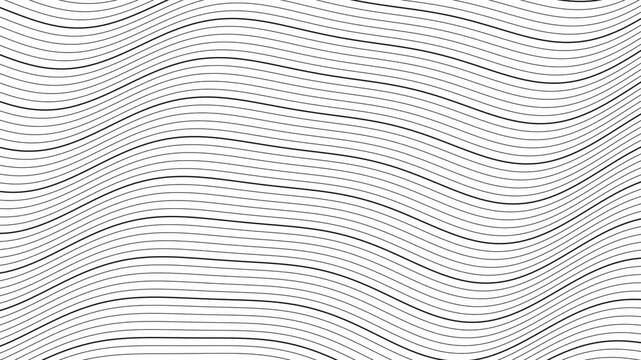 Abstract monochrome wavy lines pattern design with dynamic flowing curves and rhythmic movement in minimalist style