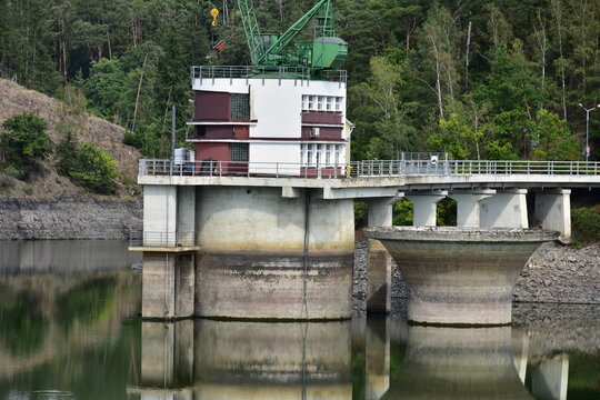 low level of water in dam Hracholusky in Czech republic