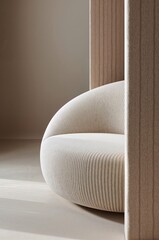 Obraz premium Modern Round Chair in a Bright Room With Soft Light and Neutral Colors
