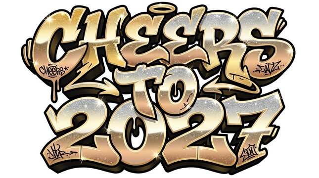 Cheers to 2027 graffiti style lettering isolated on white