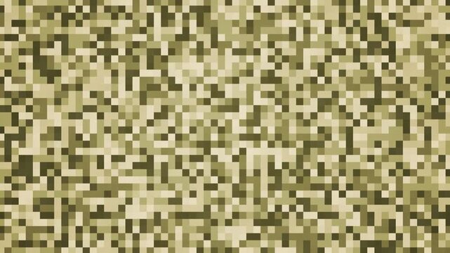 Digital pixel camouflage pattern background with military style tactical design in shades of green and khaki