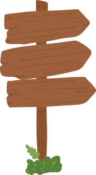 Wooden directional signpost blank board for rustic outdoor festival guide and empty message copy space sign illustration