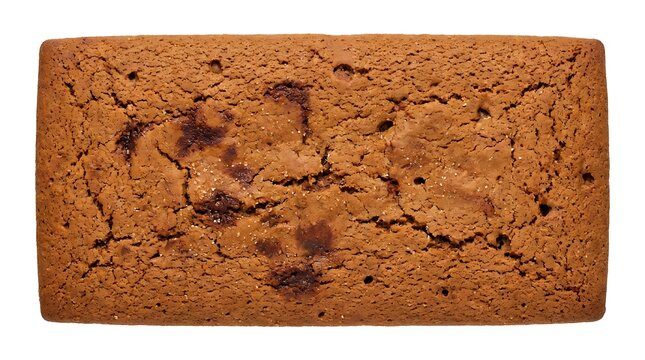 Freshly baked homemade gingerbread loaf cake isolated on white background
