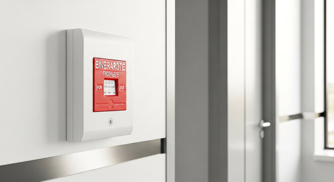 Emergency Push Button Mounted On Wall.