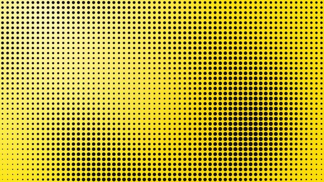 Abstract yellow halftone background with black dots pattern comic pop art style design