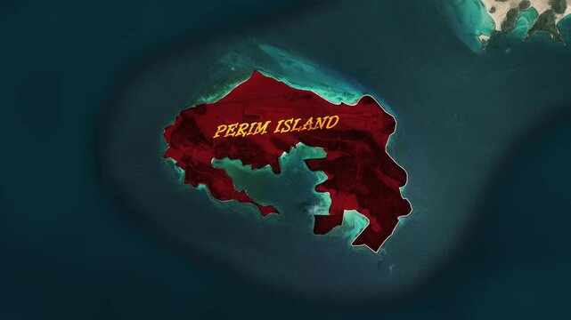 Perim Island Map Animation - Geopolitical Map of Bab-el-Mandeb Strait in the Red Sea Showing Strategic Maritime Shipping Route - Island Location, Regional Geography and International Trade Corridor