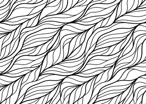 Abstract wave seamless pattern with black lines for modern backgrounds.