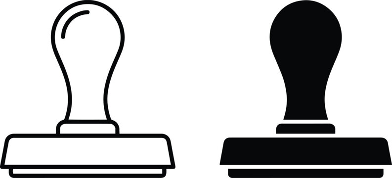 Rubber stamp tool office icon vector graphic illustration with office rubber stamp tool in outline