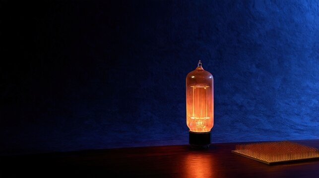 Illuminated Vacuum Tube with Computer Chip