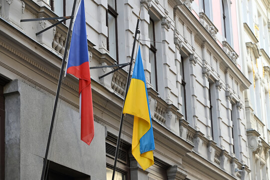 The flag of the Czech Republic and the flag of Ukraine