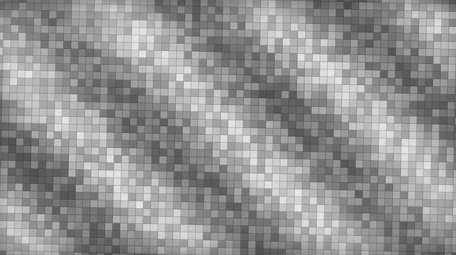 Abstract grey mosaic tile background with subtle diagonal striped pattern and textured geometric pixel grid design