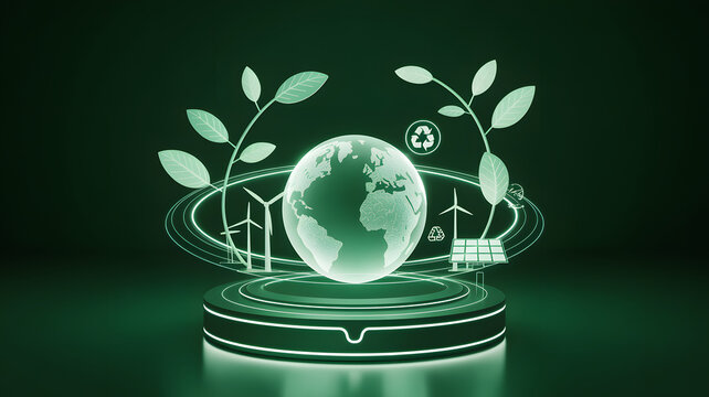 Sustainable earth with renewable energy and greenery