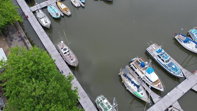 Aerial View of Preston City Docks and Port of Lancashire, Northern England, United Kingdom. Drone's Camera From Medium High Altitude on June 13th, 2025.