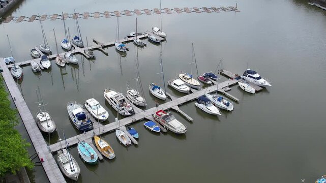 Aerial View of Preston City Docks and Port of Lancashire, Northern England, United Kingdom. Drone's Camera From Medium High Altitude on June 13th, 2025.