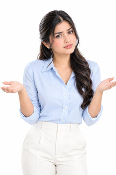 young business woman pointing
