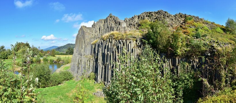 geological,rock formation from whinstone near town Kamenick&yacute; Senov called organ